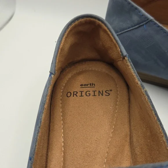 Women Earth Origins Blue Nubuck Perforated Slip-On Loafers. SizeM - Picture 3 of 6
